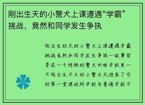 刚出生天的小警犬上课遭遇“学霸”挑战，竟然和同学发生争执