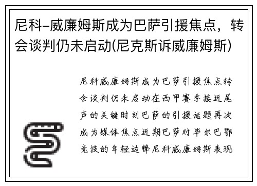 尼科-威廉姆斯成为巴萨引援焦点，转会谈判仍未启动(尼克斯诉威廉姆斯)