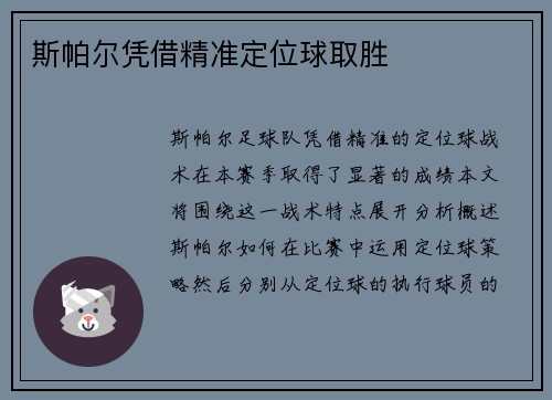 斯帕尔凭借精准定位球取胜